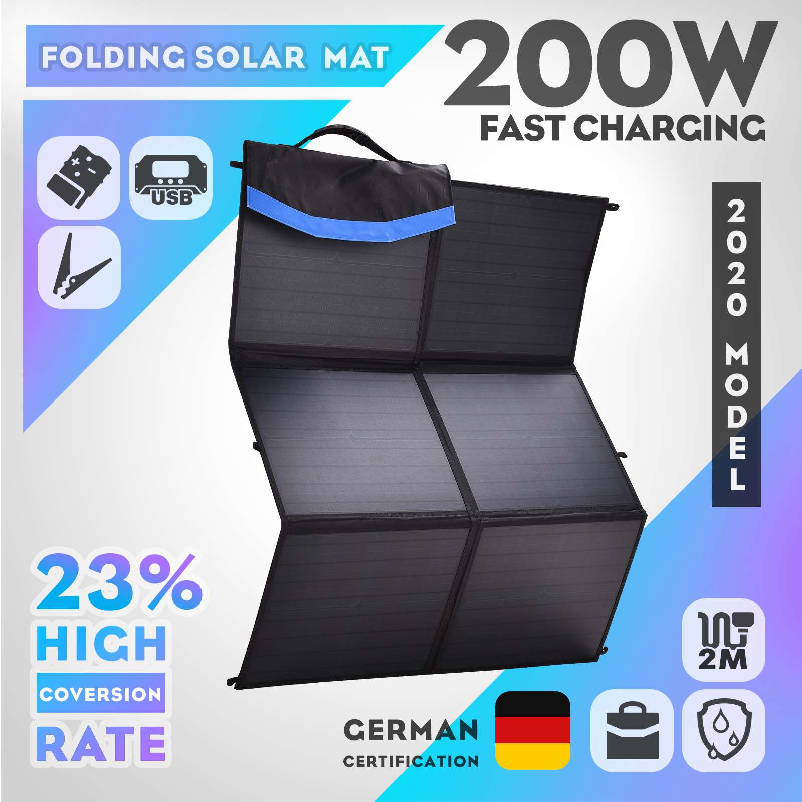 12V 300W 250W 200W 150W Folding Solar Panel Blanket Solar Mat Kit